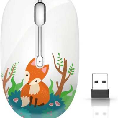 Wireless Mouse with Nano Receiver for PC, Laptop, Notebook, Computer, MacBook, Less Noise, Portable Mobile Optical Mice.(Fox)