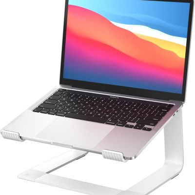 Laptop Stand for Desk Detachable Aluminum Computer Riser Portable Metal Notebook Webcam Stand Holder Compatible with MacBook Air, Pro, Dell, HP, Lenovo and All 10-16" Laptops, Silver