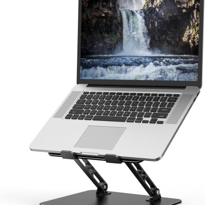 Adjustable Laptop Stand for Desk, Metal Foldable Laptop Riser Holder, Portable Desktop Book Stands, Ventilated Cooling Computer Notebook Stand Compatible with 10-15.6” Laptops