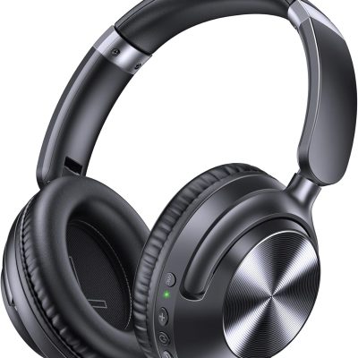 Active Noise Cancelling Headphones 100H Playtime Wireless Over Ear Bluetooth Headphones Fast Charging Earphones with Deep Bass Comfort Light Weight Headsets for Travel Home Office PC Black