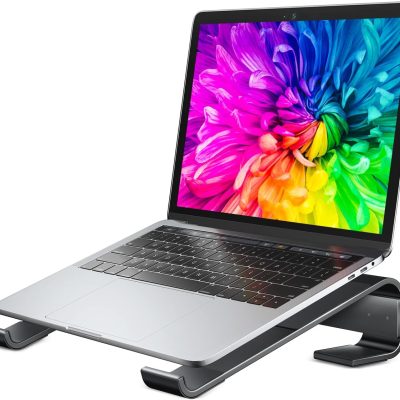 Laptop Stand for Desk, Ergonomic Detachable Laptop Riser, Aluminum MacBook Stand, Compatible with 12-17'' All Laptops Such as MacBook Pro/HP/Dell/Lenovo, Black